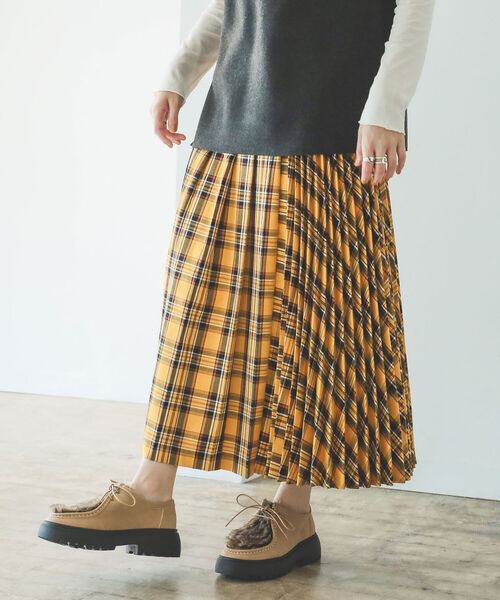B:MING by BEAMS（ビーミングバイビームス）の「B:MING by BEAMS / プリーツミックス スカート 22AW（スカート・レディース・ブラウン系/ネイビー系/イエロー系・SMALL/MEDIUM）」の21枚目の写真