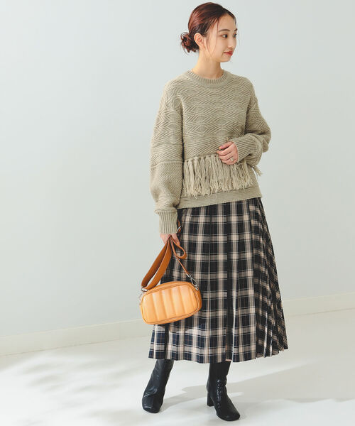 B:MING by BEAMS（ビーミングバイビームス）の「B:MING by BEAMS / プリーツミックス スカート 22AW（スカート・レディース・ブラウン系/ネイビー系/イエロー系・SMALL/MEDIUM）」の9枚目の写真