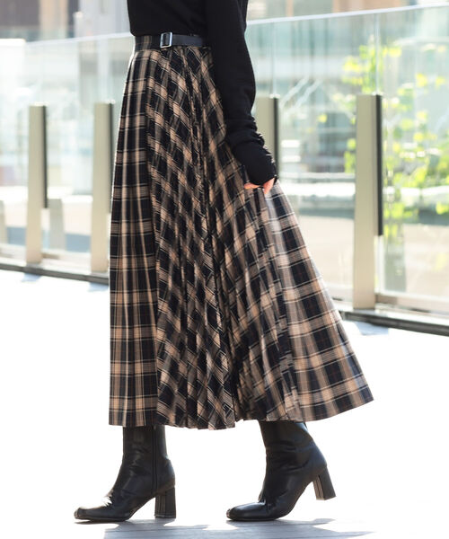 B:MING by BEAMS（ビーミングバイビームス）の「B:MING by BEAMS / プリーツミックス スカート 22AW（スカート・レディース・ブラウン系/ネイビー系/イエロー系・SMALL/MEDIUM）」の2枚目の写真