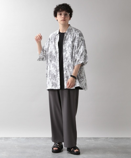 RAGEBLUE（レイジブルー）の「レーヨンフラワーシャツ（シャツ/ブラウス・メンズ・ホワイト/ブラック/グリーン・MEDIUM/LARGE）」の4枚目の写真