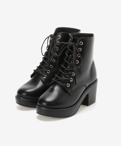 MAJESTIC LEGON（マジェスティックレゴン）の「ボリュームレースアップブーツ（ブーツ・レディース・ブラック/アイボリー・SMALL/MEDIUM/LARGE/X-LARGE）」の7枚目の写真