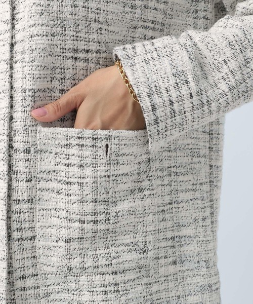 BAYFLOW（ベイフロー）の「カットツィードジャケットカーデ（ノーカラージャケット・レディース・ネイビー/オフホワイト・MEDIUM/SMALL）」の18枚目の写真