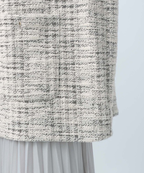 BAYFLOW（ベイフロー）の「カットツィードジャケットカーデ（ノーカラージャケット・レディース・ネイビー/オフホワイト・MEDIUM/SMALL）」の19枚目の写真