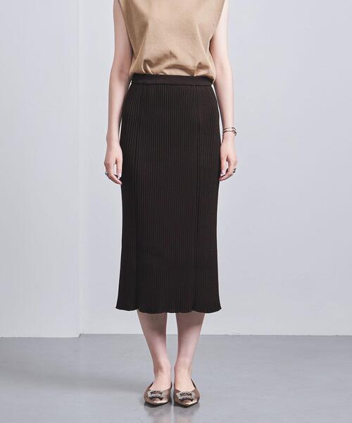 UNITED ARROWS（ユナイテッドアローズ）の「C/P フィット リブニット スカート（スカート・レディース・ネイビー/ダークブラウン・FREE）」の3枚目の写真