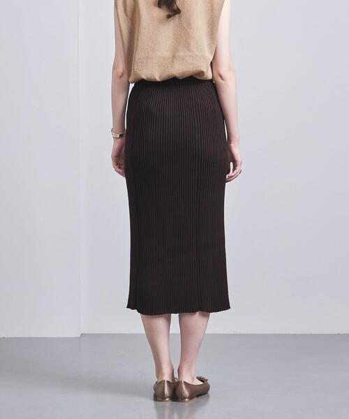 UNITED ARROWS（ユナイテッドアローズ）の「C/P フィット リブニット スカート（スカート・レディース・ネイビー/ダークブラウン・FREE）」の5枚目の写真