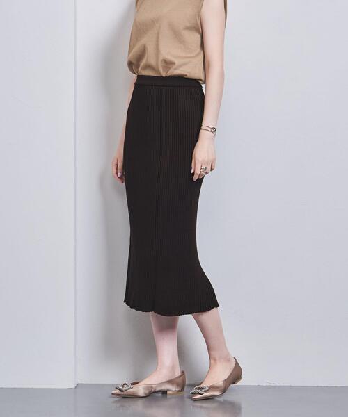 UNITED ARROWS（ユナイテッドアローズ）の「C/P フィット リブニット スカート（スカート・レディース・ネイビー/ダークブラウン・FREE）」の6枚目の写真