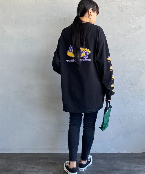 BEN DAVIS（ベンデイビス）の「[BEN DAVIS/ベンデイビス] アイキャッチオーバルバックロゴ ロングスリーブTシャツ（Tシャツ/カットソー・レディース・ホワイト/ブルー/ブラック・L/M/XL）」の6枚目の写真