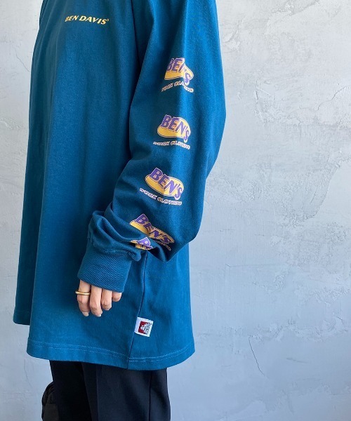 BEN DAVIS（ベンデイビス）の「[BEN DAVIS/ベンデイビス] アイキャッチオーバルバックロゴ ロングスリーブTシャツ（Tシャツ/カットソー・レディース・ホワイト/ブルー/ブラック・L/M/XL）」の9枚目の写真