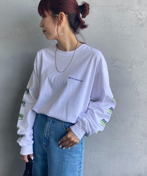 BEN DAVIS（ベンデイビス）の「[BEN DAVIS/ベンデイビス] アイキャッチオーバルバックロゴ ロングスリーブTシャツ（Tシャツ/カットソー・レディース・ホワイト/ブルー/ブラック・L/M/XL）」の20枚目の写真
