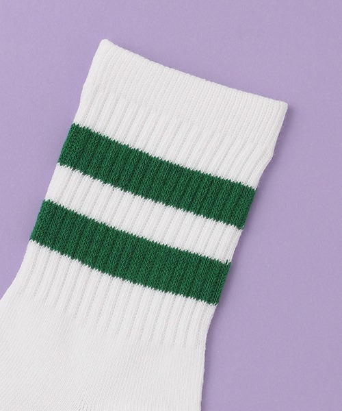 LOVETOXIC（ラブトキシック）の「2本ラインリブクルーソックス（ソックス/靴下・キッズ・ブラック/グリーン/オフホワイト/パープル・FREE）」の8枚目の写真