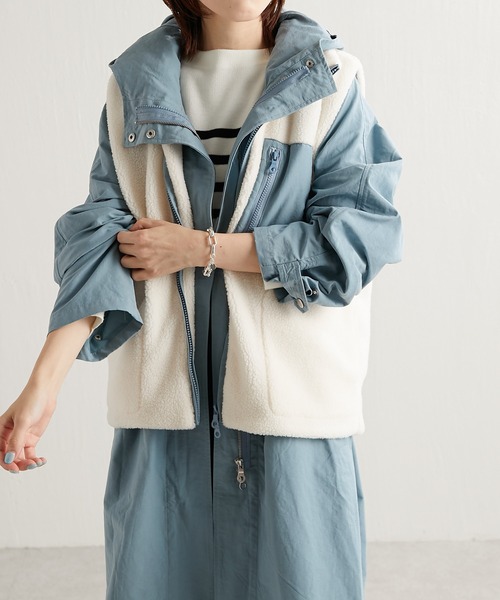 COLLAGE GALLARDAGALANTE（コラージュガリャルダガランテ）の「2点セットアイテム/マルチウェイ/ボアベスト付きフーディコート（その他アウター・レディース・ブラック/ベージュ/ブルー・FREE）」の15枚目の写真