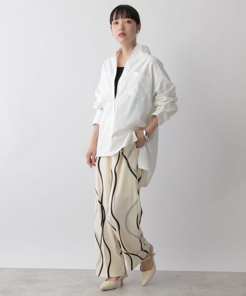 LOWRYS FARM（ローリーズファーム）の「コットンライクオーバーシャツ　344682（シャツ/ブラウス・レディース・ホワイト/パープル/ネイビー/レッド/ブルー/ブルー系その他・FREE）」の7枚目の写真