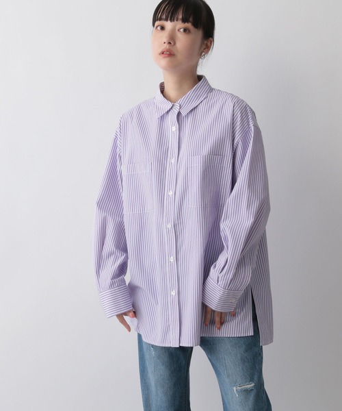 LOWRYS FARM（ローリーズファーム）の「コットンライクオーバーシャツ　344682（シャツ/ブラウス・レディース・ホワイト/パープル/ネイビー/レッド/ブルー/ブルー系その他・FREE）」の19枚目の写真