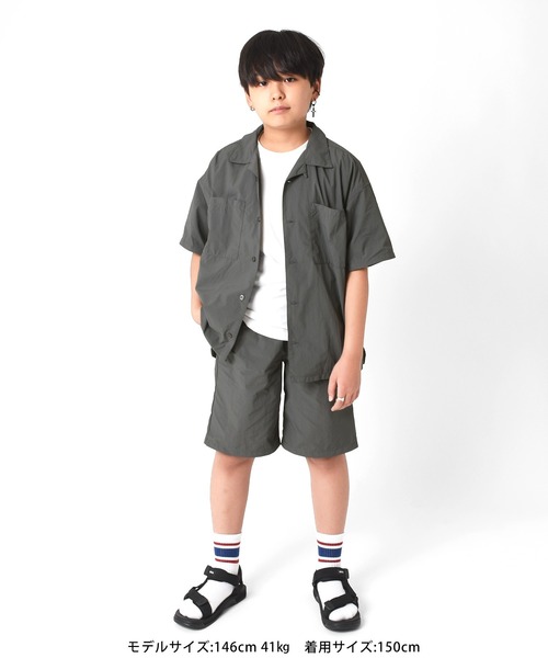 GLAZOS（グラソス）の「リップ・ワイドイージーハーフパンツ【セットアップ対応】（その他パンツ・キッズ・ブラック/グレー・150cm/160cm/170cm/140cm）」の5枚目の写真