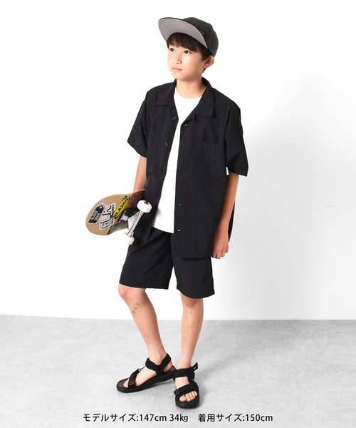 GLAZOS（グラソス）の「リップ・ワイドイージーハーフパンツ【セットアップ対応】（その他パンツ・キッズ・ブラック/グレー・150cm/160cm/170cm/140cm）」の7枚目の写真