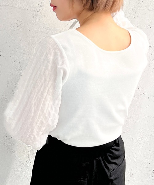 apres jour mignon(アプレジュールミニョン)の「2WAY布帛コンビトップス【ZOZOTOWN限定アイテム】(その他トップス・レディース・ベージュ/オフホワイト/ブラック・フリー/X-LARGE)」の5枚目の写真