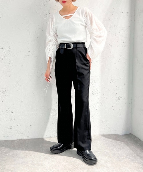 apres jour mignon(アプレジュールミニョン)の「2WAY布帛コンビトップス【ZOZOTOWN限定アイテム】(その他トップス・レディース・ベージュ/オフホワイト/ブラック・フリー/X-LARGE)」の6枚目の写真