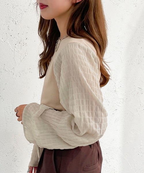 apres jour mignon(アプレジュールミニョン)の「2WAY布帛コンビトップス【ZOZOTOWN限定アイテム】(その他トップス・レディース・ベージュ/オフホワイト/ブラック・フリー/X-LARGE)」の13枚目の写真
