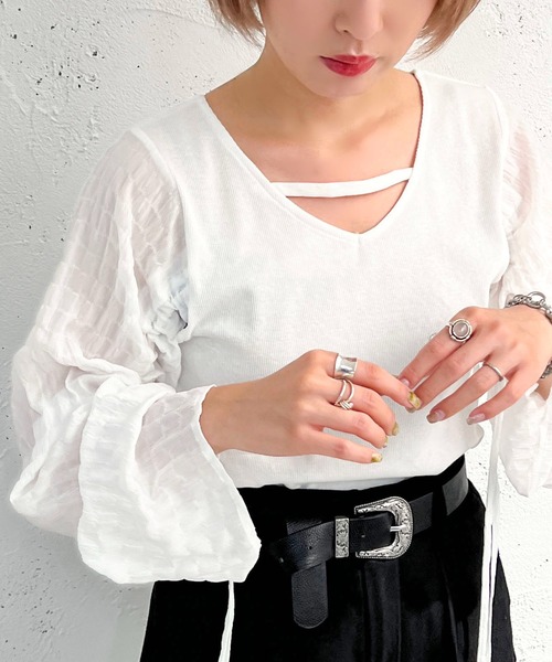 apres jour mignon(アプレジュールミニョン)の「2WAY布帛コンビトップス【ZOZOTOWN限定アイテム】(その他トップス・レディース・ベージュ/オフホワイト/ブラック・フリー/X-LARGE)」の20枚目の写真