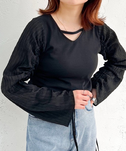apres jour mignon(アプレジュールミニョン)の「2WAY布帛コンビトップス【ZOZOTOWN限定アイテム】(その他トップス・レディース・ベージュ/オフホワイト/ブラック・フリー/X-LARGE)」の21枚目の写真