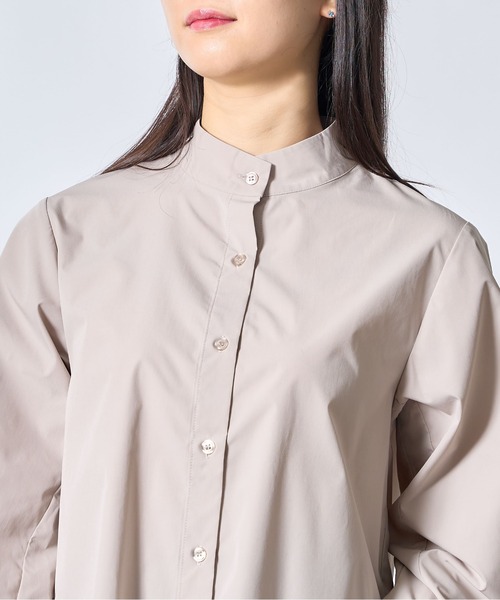 MAISON BREEZE（メゾンブリーズ）の「【MAISON BREEZE】ZOZOランキング1位獲得のオールシーズンver.超高密度ワッシャースタンドカラーボリュームスリーブシャツ（シャツ/ブラウス・レディース・ブルー/ブラック/ベージュ/グリーン/ホワイト・3/4）」の7枚目の写真