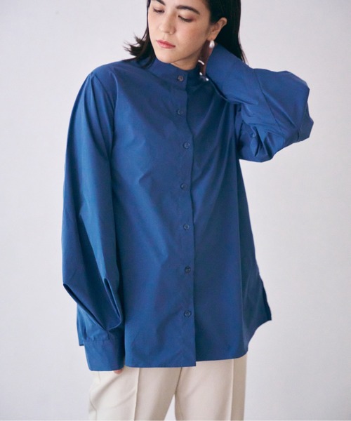 MAISON BREEZE（メゾンブリーズ）の「【MAISON BREEZE】ZOZOランキング1位獲得のオールシーズンver.超高密度ワッシャースタンドカラーボリュームスリーブシャツ（シャツ/ブラウス・レディース・ブルー/ブラック/ベージュ/グリーン/ホワイト・3/4）」の14枚目の写真