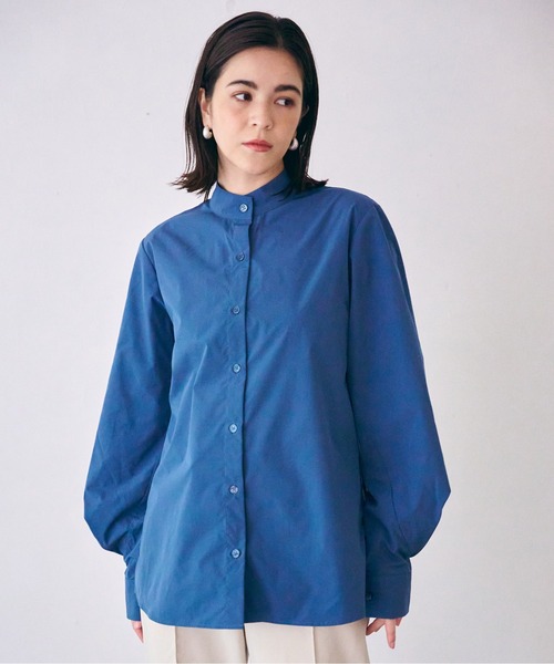 MAISON BREEZE（メゾンブリーズ）の「【MAISON BREEZE】ZOZOランキング1位獲得のオールシーズンver.超高密度ワッシャースタンドカラーボリュームスリーブシャツ（シャツ/ブラウス・レディース・ブルー/ブラック/ベージュ/グリーン/ホワイト・3/4）」の15枚目の写真