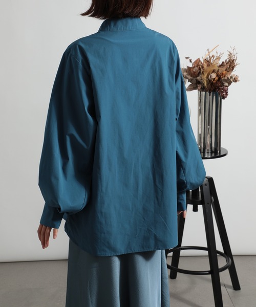 MAISON BREEZE（メゾンブリーズ）の「【MAISON BREEZE】ZOZOランキング1位獲得のオールシーズンver.超高密度ワッシャースタンドカラーボリュームスリーブシャツ（シャツ/ブラウス・レディース・ブルー/ブラック/ベージュ/グリーン/ホワイト・3/4）」の10枚目の写真
