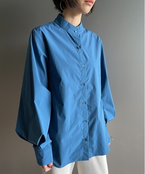 MAISON BREEZE（メゾンブリーズ）の「【MAISON BREEZE】ZOZOランキング1位獲得のオールシーズンver.超高密度ワッシャースタンドカラーボリュームスリーブシャツ（シャツ/ブラウス・レディース・ブルー/ブラック/ベージュ/グリーン/ホワイト・3/4）」の9枚目の写真