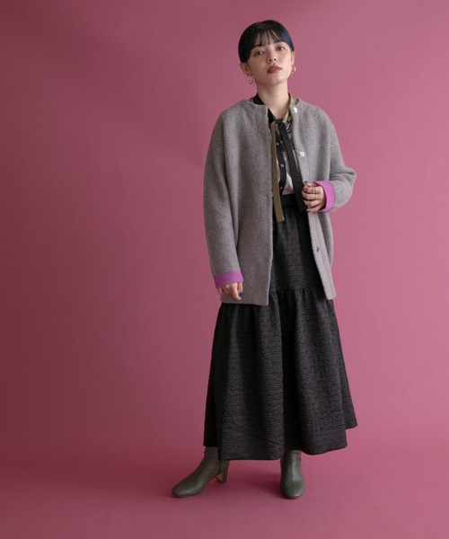 Eimee Law(エイミーロウ)の「Wフェイスミドル丈ニットカーディガン(カーディガン/ボレロ・レディース・グレー/ライトベージュ/モカ/チャコールグレー・38)」の19枚目の写真