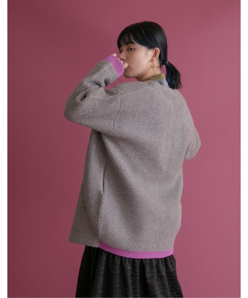 Eimee Law(エイミーロウ)の「Wフェイスミドル丈ニットカーディガン(カーディガン/ボレロ・レディース・グレー/ライトベージュ/モカ/チャコールグレー・38)」の5枚目の写真