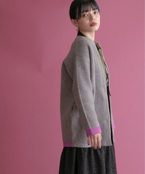 Eimee Law(エイミーロウ)の「Wフェイスミドル丈ニットカーディガン(カーディガン/ボレロ・レディース・グレー/ライトベージュ/モカ/チャコールグレー・38)」の13枚目の写真