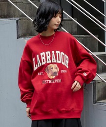 Labrador Retriever（ラブラドールリトリーバー）の「Labrador Retriever/ラブラドールレトリーバー 別注 カレッジロゴ刺繍 ビッグシルエット プルオーバースウェット（スウェット）」