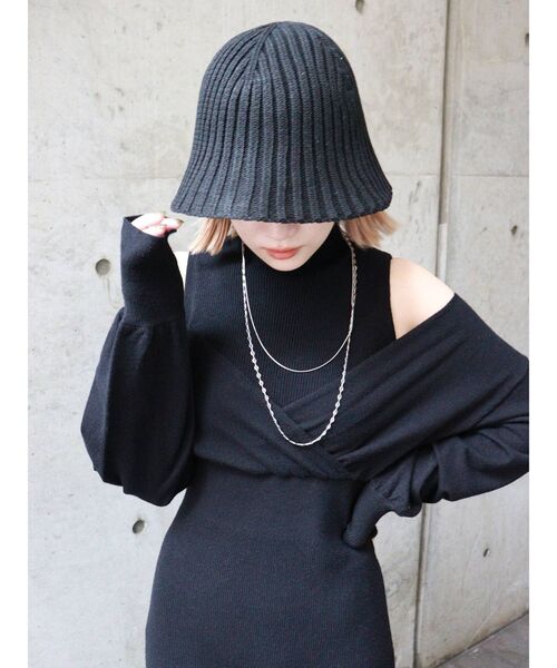 MURUA（ムルーア）の「リブニットベルハット（ハット・レディース・ブラック/モカ・FREE）」の14枚目の写真