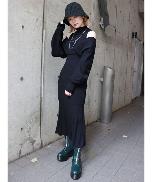 MURUA（ムルーア）の「リブニットベルハット（ハット・レディース・ブラック/モカ・FREE）」の4枚目の写真