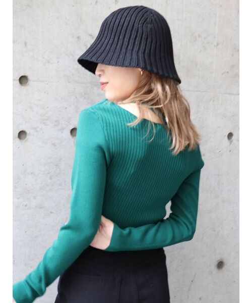 MURUA（ムルーア）の「リブニットベルハット（ハット・レディース・ブラック/モカ・FREE）」の12枚目の写真