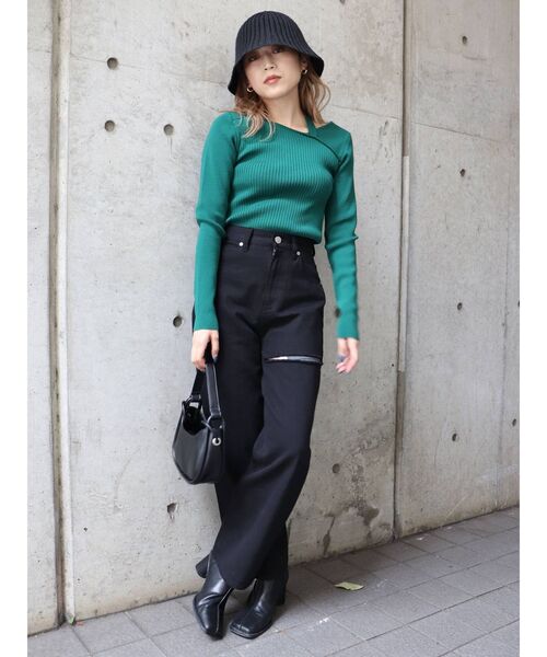 MURUA（ムルーア）の「リブニットベルハット（ハット・レディース・ブラック/モカ・FREE）」の8枚目の写真