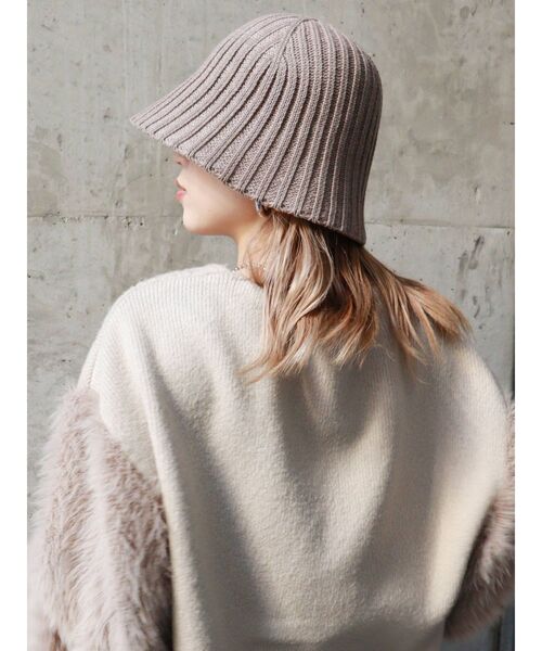 MURUA（ムルーア）の「リブニットベルハット（ハット・レディース・ブラック/モカ・FREE）」の6枚目の写真