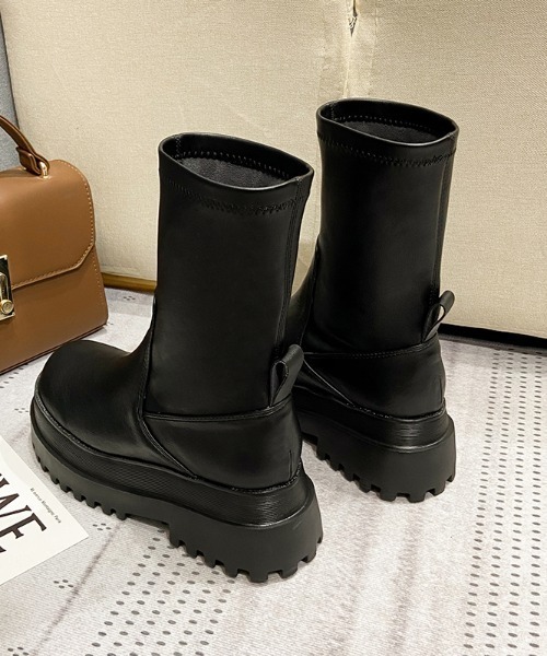 Shoes in Closet（シューズインクローゼット）の「厚底2段 トラックソール  ストレッチ フィット ブーツ 975（ブーツ・レディース・ブラック・LL/L/M/S）」の9枚目の写真