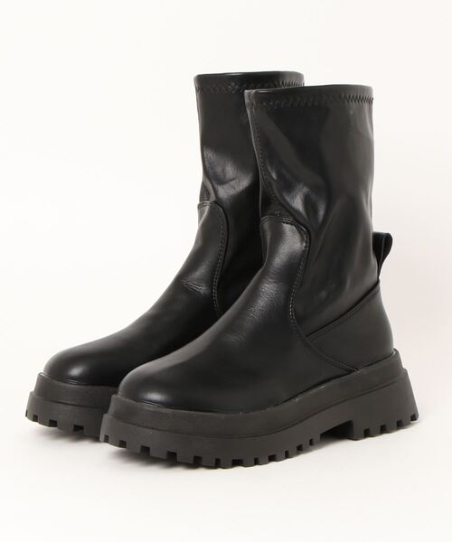 Shoes in Closet（シューズインクローゼット）の「厚底2段 トラックソール  ストレッチ フィット ブーツ 975（ブーツ・レディース・ブラック・LL/L/M/S）」の14枚目の写真