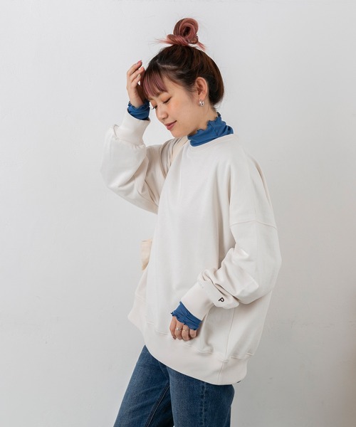 PICHI(ピイチ)の「P刺繍カラースウェット(スウェット・レディース・グリーン/ピンク/アイボリー・FREE)」の5枚目の写真