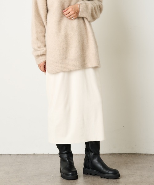 Omekashi(オメカシ)の「起毛ミドルスカート(スカート・レディース・ブラック/オフホワイト/グリーン・FREE)」の2枚目の写真
