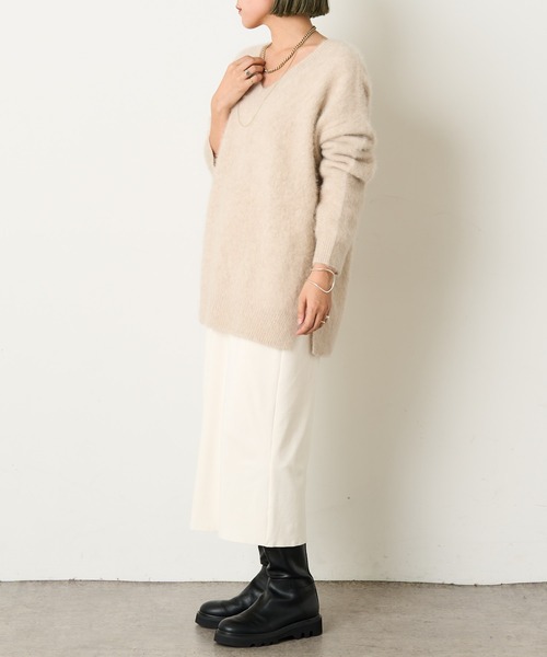 Omekashi(オメカシ)の「起毛ミドルスカート(スカート・レディース・ブラック/オフホワイト/グリーン・FREE)」の11枚目の写真