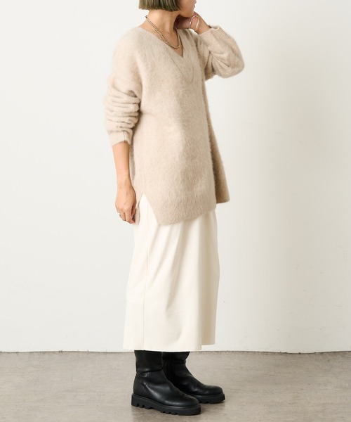 Omekashi(オメカシ)の「起毛ミドルスカート(スカート・レディース・ブラック/オフホワイト/グリーン・FREE)」の13枚目の写真