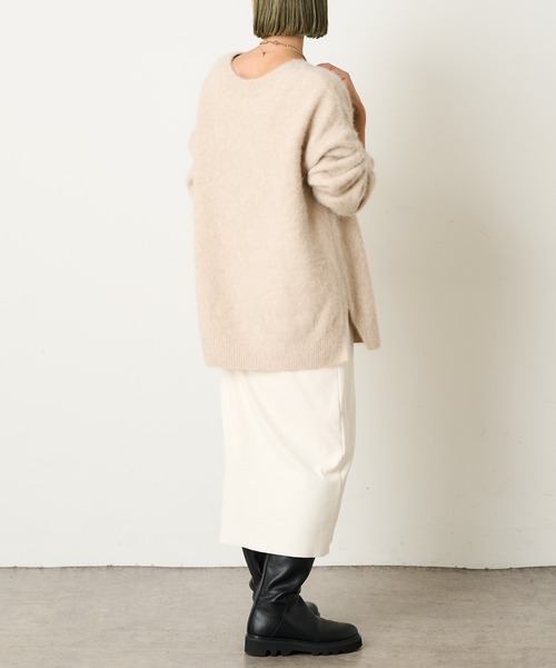 Omekashi(オメカシ)の「起毛ミドルスカート(スカート・レディース・ブラック/オフホワイト/グリーン・FREE)」の14枚目の写真