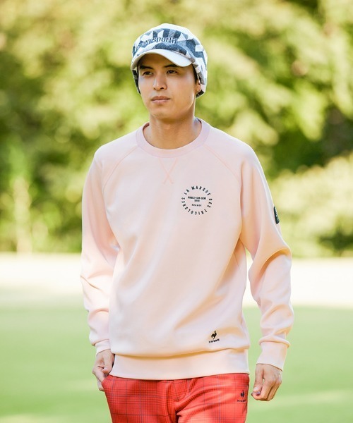 le coq sportif GOLF（ルコックスポルティフゴルフ）の「ストレッチダンボールプルオーバー メンズ ウェア ジャージ スウェット ゴルフ ゴルフウェア  スポーツウェア（パーカー・メンズ・ネイビー/グレー/ピンク・L/M(M)/XL）」の3枚目の写真