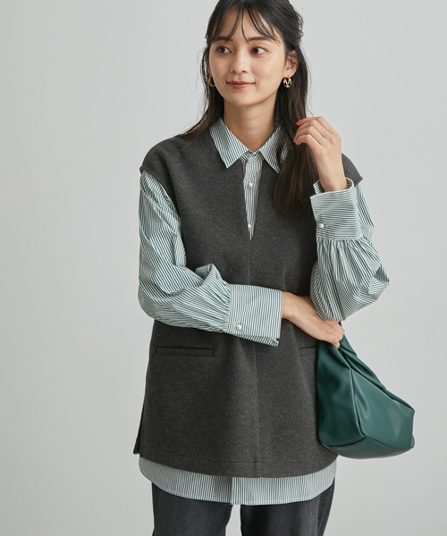 ROPE' PICNIC（ロペピクニック）の「【芳根京子さん別注カラー:ライトグリーン】セットアップ対応/ベストトップス（ベスト・レディース・チャコールグレー/ベージュ/ライトグリーン・38）」の11枚目の写真