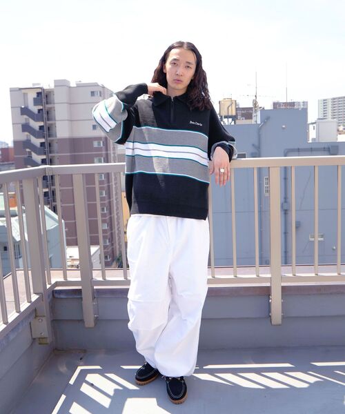 BEN DAVIS(ベンデイビス)の「【BEN DAVIS(ベンデイビス)】ROWER KNIT POLO / マルチボーダー ハーフジップ オーバーサイズ ニット ポロ(ニット/セーター・メンズ・グリーン系その他2/ブラック/ネイビー/オレンジ・LARGE/X-LARGE/MEDIUM)」の12枚目の写真