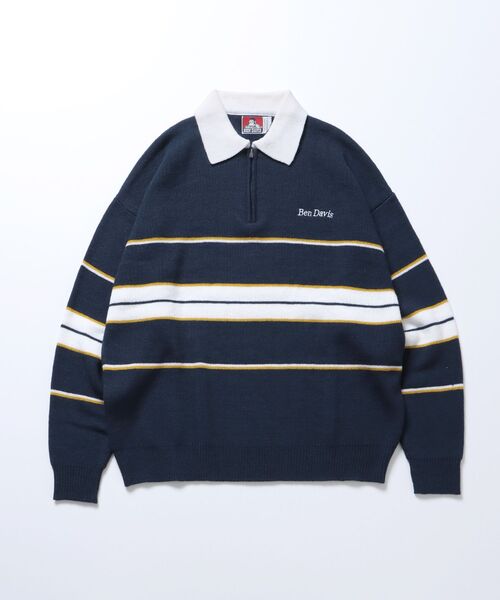 BEN DAVIS(ベンデイビス)の「【BEN DAVIS(ベンデイビス)】ROWER KNIT POLO / マルチボーダー ハーフジップ オーバーサイズ ニット ポロ(ニット/セーター・メンズ・グリーン系その他2/ブラック/ネイビー/オレンジ・LARGE/X-LARGE/MEDIUM)」の16枚目の写真