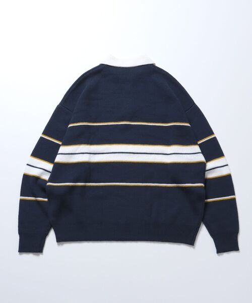 BEN DAVIS(ベンデイビス)の「【BEN DAVIS(ベンデイビス)】ROWER KNIT POLO / マルチボーダー ハーフジップ オーバーサイズ ニット ポロ(ニット/セーター・メンズ・グリーン系その他2/ブラック/ネイビー/オレンジ・LARGE/X-LARGE/MEDIUM)」の17枚目の写真